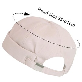 Minicloss Docker Cap Men's Women's Hat, Adjustable Harbour Hat, Without Peak, Beanie Cap, Retro Brimless Hat, Chinese Style, Cotton, Short, beige