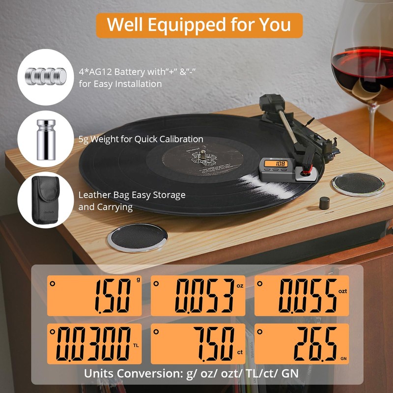Neoteck Digital Tonearm Scales Turntable Stylus Force Scale Gauge Tester
