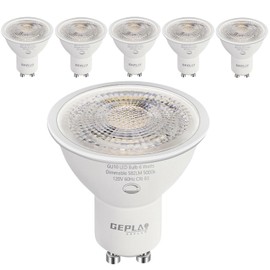 GEPLAD 6 Pack GU10 LED Spotlight Bulbs,Dimmable, 5000K Daylight 582LM, 50W or 60W Halogen Equivalent,6W Recessed Light Bulbs for Kitchen, Range Hood, Living Room, Bedroom