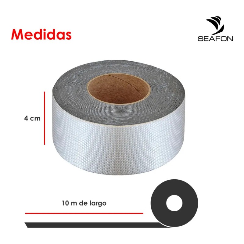 Cinta Impermeable Tapa Goteras 4 X 10mts Plateado Liso