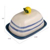 Creative Co-Op Stoneware Butter Dish with Lemon Shaped Handle, Multicolor