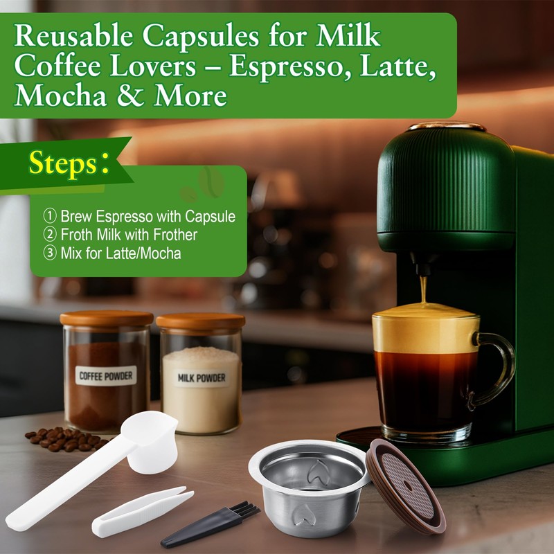 Reusable Coffee Pods Kit, 230ml Stainless Steel Coffee Capsule