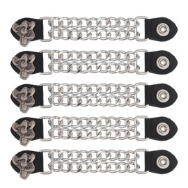 CHGCRAFT 5 Pcs Leather Motorcycle Medallion Vest Extender Claw Biker Vest Chain with Leather Ends for Women Men Biker Double Cut Chain 6.7 inch