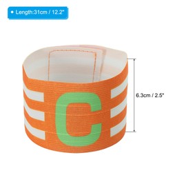 PATIKIL 12.2x2.5 Soccer Captain C Armband, 2 Pack Nylon Unisex Elastic Arm Badge Adjustable for Youth Adult Team Training, Orange