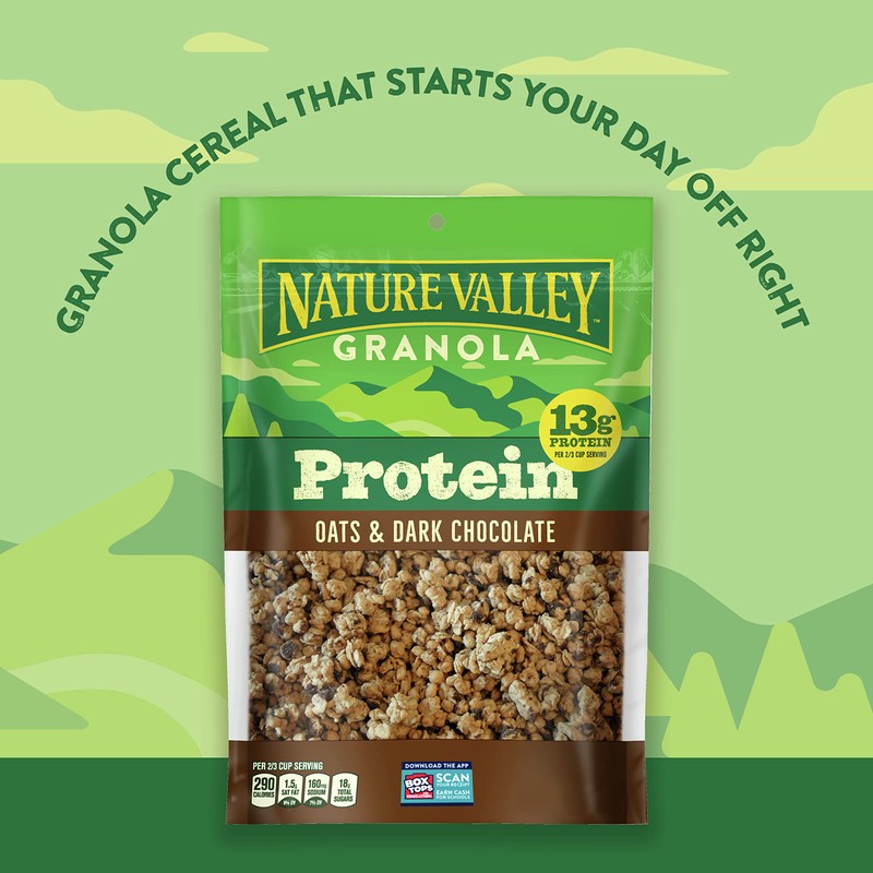 Nature Valley Protein Granola, Oats and Dark Chocolate Granola, Resealable