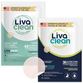 Livaclean (84 Count, 2 Pack) Mixed bundle of Regular (48) and Salicylic Acid (36) Hydrocolloid Patches - Gunk Absorbing Cover, Hydrocolloid Bandages