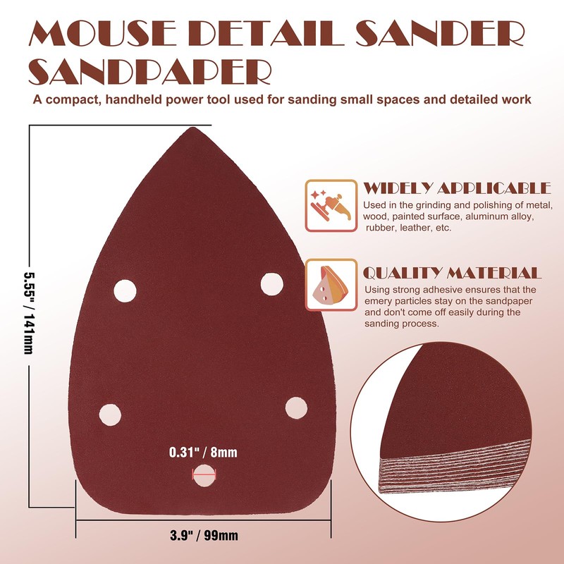 400 Grit Mouse Sander Sandpaper, Jamiikury 5 Hole Detail Sander
