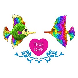 Fish Wall Decal True Love True Love Heart Kids Room Vinyl Wall Decal Adorable Quote Bedroom Decoration - Size: 20 in X 14 in