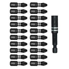 Dekton 20pc 25mm S2 Steel Impact Bits P22 With Ext Bar-Specifically Designed For Use With Impact Drivers| Forged Tip For Greater Impact Resistance| Torsion Heat-treated| S2 Grade Steel|High Torque Use