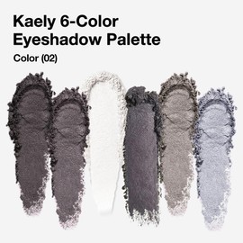 Kaely 6 Color Eyeshadow Makeup Palette for Women Smoky Shimmer, Black Smoky Gray White Silver Taupe Eyeshadows Palette, Everyday Long Lasting Pigmented Smoky Glitter Eys Makeup, Travel Size 02#