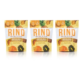 RIND Snacks Tropical Blend Dried Fruit Superfood, Organic Pineapple, Tangy Kiwi, High Fiber, Vegan, Paleo, Whole 30, Non-GMO, 3oz, 3 Pack