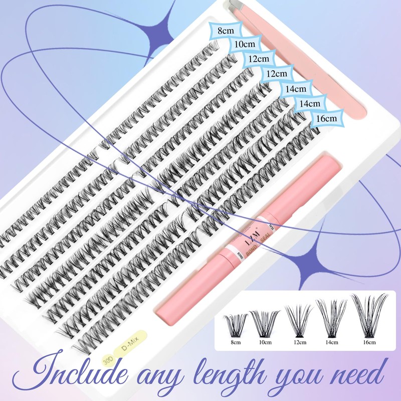 LZM Lash Clusters Natural Look Cluster Eyelash Extensions Kit with