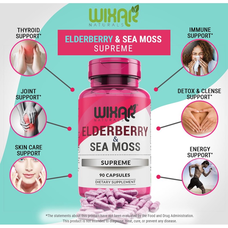 Wixar Naturals Elderberry and Sea Moss Supreme Capsules - Natural
