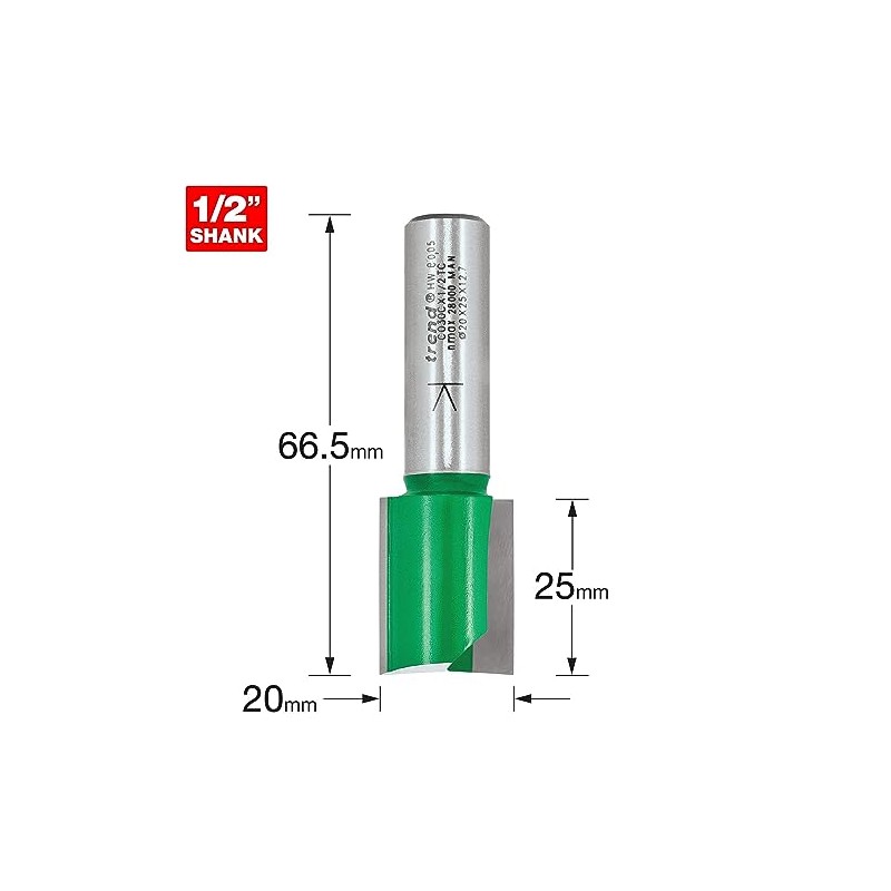 Trend C030CX1/2TC Two Flute 20MM Dia X 25MM