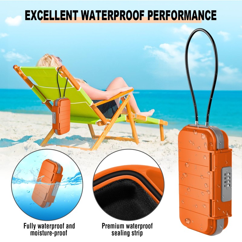 HUANLANG Portable Safe Lock Box with Combination Lock Mini Beach