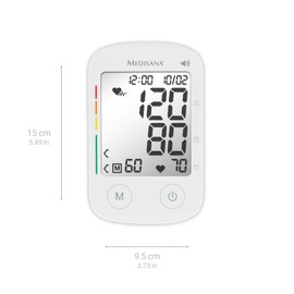 medisana BU 535 Voice Arm blood pressure monitor, accurate blood pressure and pulse measurement with memory function and voice output, traffic light scale, irregular heartbeat display