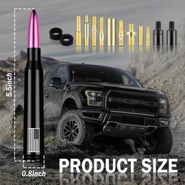 American Flag Car Bullet Antenna,Truck Exterior Decoration Accessories[New Upgrade Flag Design] Car Antenna Replacement for Car SUV Truck Most Auto Cars Antenna Accessories (Pink)