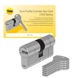 Yale 2100 Serie Euro-Profilzylinder (Patentiert) - Doppelt/Notfall - 30/35 - Satin-Nickel - Blistermenge 1