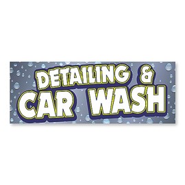 Detailing and Car Wash 12" x 4.5" Decal | Advertise Your Business | All Weather Can Apply to Any Surface | Auto Detailing Hand Detail | Made in The USA