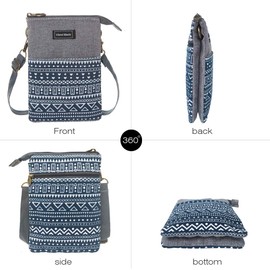 Roomy Cell Phone Purse Wallet Canvas Small Crossbody Purse Bags with Shoulder Strap For Women teen girlsl (B-blue and gray-2)