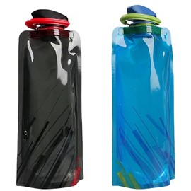 KOZOY Collapsible Water Bottles, 2pcs Foldable Reusable Leakproof 700ml, Portable Large Capacity Water Bag With Clip for Hiking Camping Running Cycling Sports Outdoor Adventures