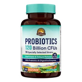 Vitalitown Probiticos 120 Billones Ufc 30 Cpsulas Vegetales De Liberacin Retardada, 36 Cepas, Sin Gluten Ni Omg, Sin Lcteos Ni Soya, Vegano, Sin...   