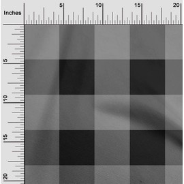 oneOone Cotton Poplin Black Fabric Gingham Check Fabric for Sewing Printed Craft Fabric by The Meter 56 Inch Wide