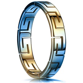 King Ring 4mm Rainbow Greek Ring – Viking Stainless Steel for Men & Women Ring – Wedding Bands for Him & Her – Engagement Couple Rings – Multi 7