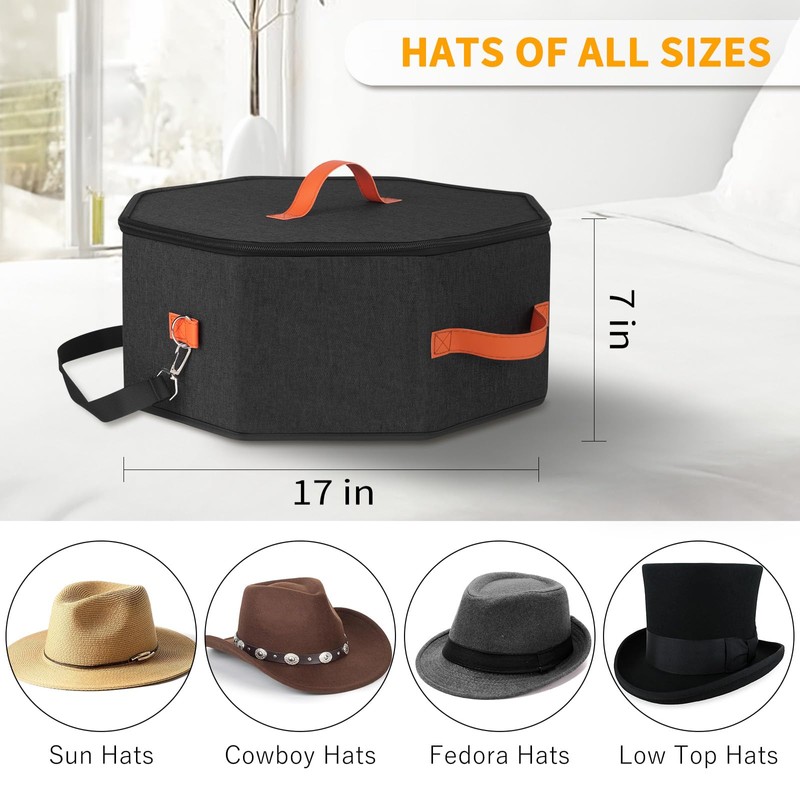 kushon Hat Storage Box for Women & Men, Hardboard Support