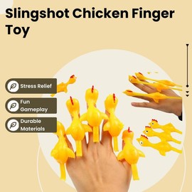 Slingshot Chicken Flying Finger Toy, Chicken Shooting Game Toy, Decompression Toy For Kids & Adults Reduce Stress, Fidget Toys:_Orange_5pcs