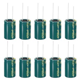 PATIKIL 25V 4700uF Electrolytic Capacitors, 10Pcs 16x25mm Aluminum High Frequency Electrolytic Capacitors for TV, LCD Monitor, Refrigerator, Circuit Boards, Green