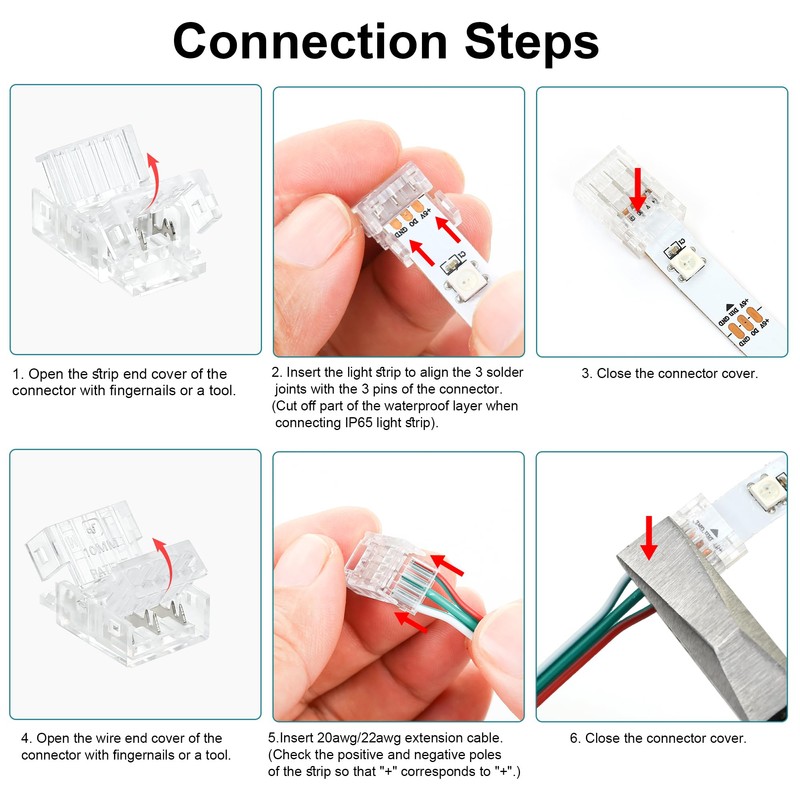 SVIANG 25 Packs 3 Pin 10mm LED Strip Connector -