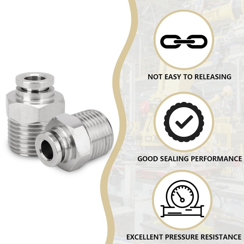 Bwintech 3 Pieces 8mm Hose OD x 3/8 BSP Male