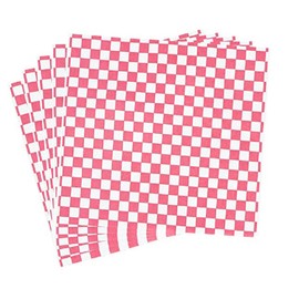 Food Grade Wrap Paper Greaseproof Sandwich Wrap Paper,100Pcs Checkered Baking Wrapping Paper Deli Paper,Checkered Dry Waxed Deli Paper Sheets,Checkered Hamburger Paper,Deli Wax Sheets Wrap Paper,Pink