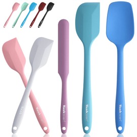 Wanbasion 5 Piece Premium Silicone Spatula Set Heat Resistant, Colorful Rubber Baking Spatula Set, Kitchen Spatula Set Dishwasher Safe for Nonstick Cookware Cooking Mixing Multicolor-6