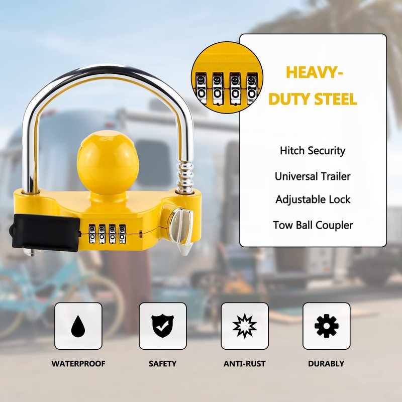 Covienapp Trailer Hitch Lock Adjustable Tow Hitch Lock Universal Ball