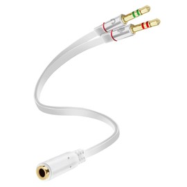 D & K Exclusives Headphone Splitter for Computer 3.5mm Female to 2 Dual 3.5mm Male Mic Audio Y Splitter Cable Smartphone Headset to PC Adapter, White