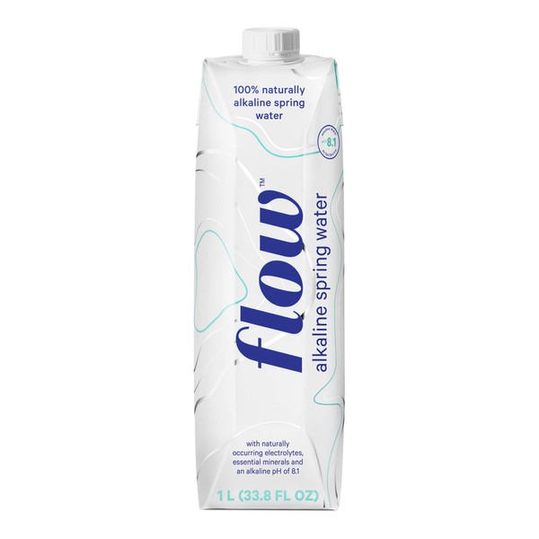 Flow Alkaline Spring Water - Refreshing Taste Of Natural Alkaline Water With Natural Electrolytes, Eco-Friendly Packaging, Non-GMO And BPA-Free. Unflavored. 12 Pack of 1 Liter Bottles
