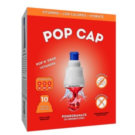 Pop Cap Pomegranate Flavored Liquid Water Enhancer Bottle Cap, 10-Pack, 5mL 0.169 fl oz