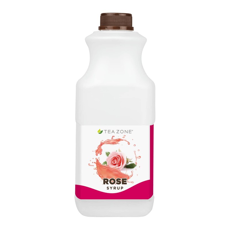Tea Zone J1098 64 oz Rose Syrup for Tea, Sweets,