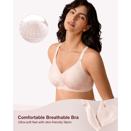 SHARICCA Bras for Women No Underwire Padded Bralette, Wireless Seamless Comfortable Soft Convertible Crisscross Everyday Bra, Dusty Pink, L