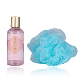 accentra - Romantic Dreams 3-Piece Gift Set for Women - Bath Set Gift with Cosmetic Bag, Shower Gel & Mesh Sponge - Wellness Set for Women & Girls for Birthday & Valentine's Day