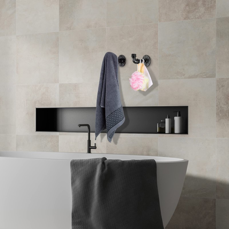 3 pack Industrial Pipe Bathroom Towel Hook, Asnxcju Wall Mounted