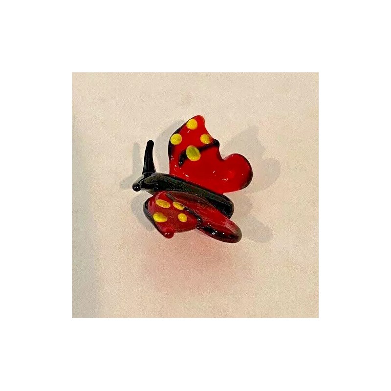 Ganz World Miniature Mini Glass Collectible Figurine RED BUTTERFLY 1"