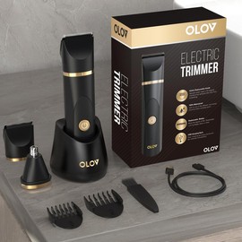 OLOV Electric Body Hair Shaver-Groin Hair Trimmer, Ball Trimmer for Men - Replaceable Ceramic Blade Heads,USB Recharge,Waterproof Male Hygiene Razor Safe Quick Gifts Cordless Gentle Trimming Fast Trimming:_Deluxe Black (2 Pcs Blades)