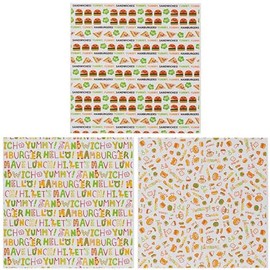 Torne P-3601 Hamburger & Sandwich Sheets, Just Wrap, Cute, Prevents Oil & Moisture from Leaking, Doesn't Messy Your Hands, 15 Sheets (3 Patterns x 5), 11.8 x 11.8 inches (30 x 30 cm), Made in Japan