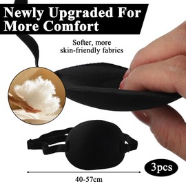 3 Pcs of Eye Patches,Medical Eye Patch,3D Groove Three-Dimensional Fit Without Oppression,Flexible Adjustment of Tightness,Suitable for Adults and Children (Black)