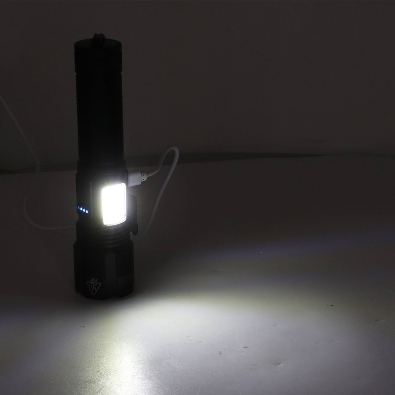 LED Flashlight USB Charging High Light IPX4 Waterproof Zoomable Handheld