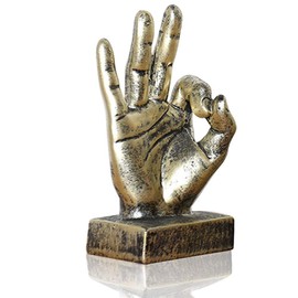 LEPENDOR Silver Polyresin Hand Gesture Desk Statues Finger Sculpture Decor - Silver Victory Fingers