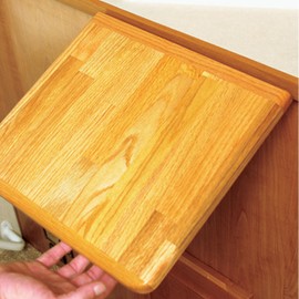 Camco Oak Accent Camper/RV Countertop Extension - Designed w Oak - Features Non-Toxic Gloss Finish & Metal Piano Hinge for Easy Folding - Measures 12” x 13.5” x .75” (43421)